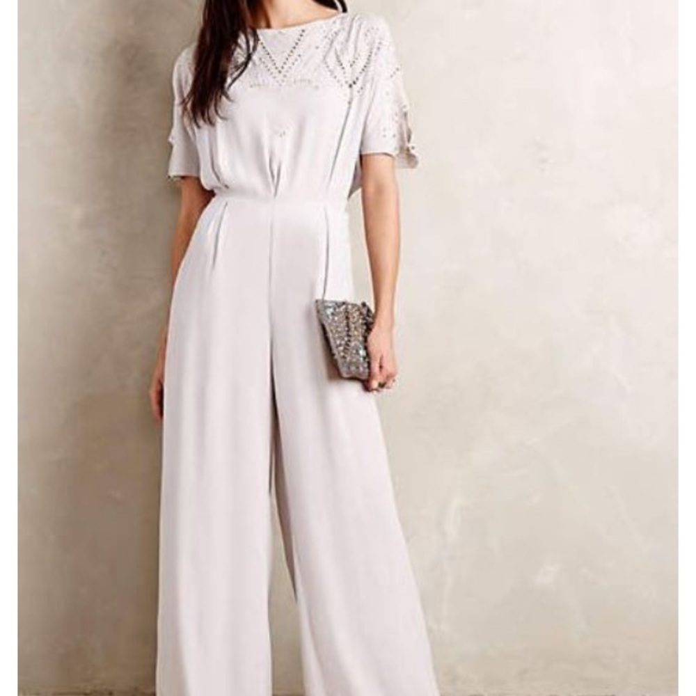 Anthropologie elevenses crochet jumpsuit